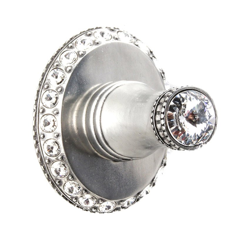 Robe Hook with Large Backplate in Platinum with Jet Crystal