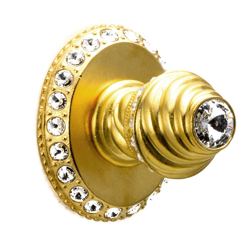 Robe Hook with Side Swarovski Crystals Large Backplate in Jet with Crystal