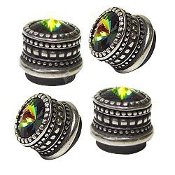Set of Four 5/8" Magnets in Cobblestone with Aurora Boreal Crystal