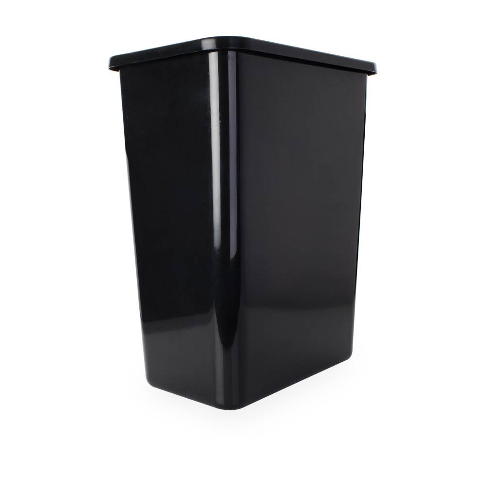 35-Quart Plastic Waste Container, Black in Black