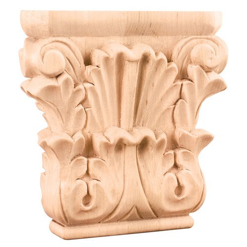 4 3/4" Acanthus Traditional Capital in Hard Maple Wood
