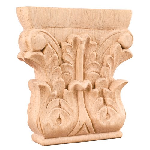 6" Acanthus Traditional Capital in Oak Wood