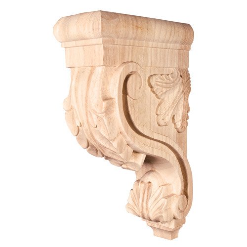 13" Acanthus Traditional Corbel in White Birch Wood