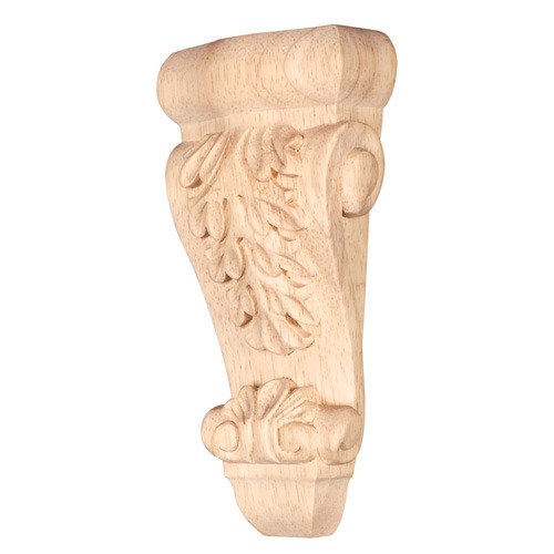 Small Low Profile Acanthus Traditional Corbel in Rubberwood Wood