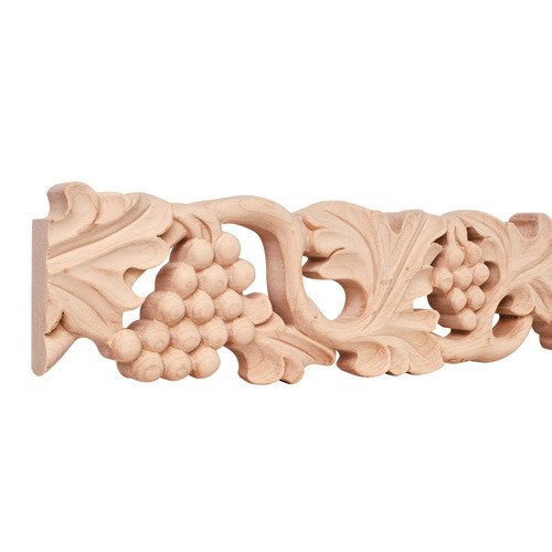 4" Grape Traditional Hand Carved Mouldings in Basswood Wood (8 Linear Feet)