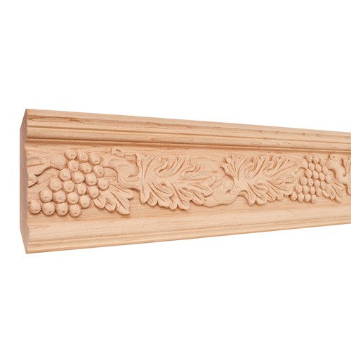 4 3/4" Grape Traditional Hand Carved Mouldings in Basswood Wood (8 Linear Feet)
