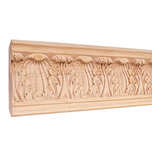 4 3/4" Acanthus Traditional Hand Carved Mouldings in Alder Wood (8 Linear Feet)