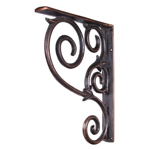 1 1/2" x 13 1/2" x 10" Metal (Iron) Scrolled Bar Bracket in Brushed Oil Rubbed Bronze