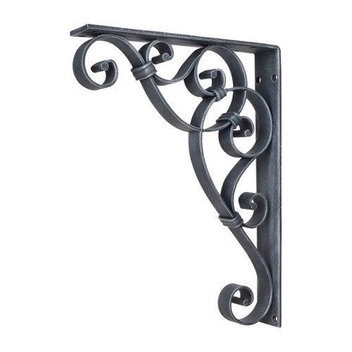 1 7/8" x 13 1/2" x 10" Metal (Iron) Scrolled Bar Bracket with Knot Detail in Distressed Antique Silver