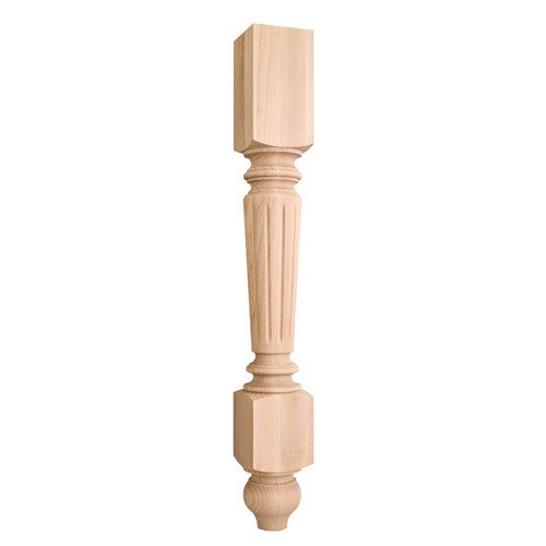 4 1/2" x 35 1/2" x 4 1/2" Fluted Traditional Post in Rubberwood Wood
