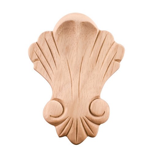 4 3/8" Shell Traditional Applique in Rubberwood Wood