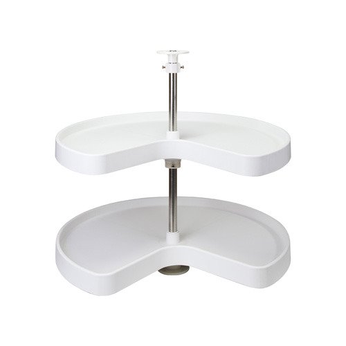 24" Kidney Plastic Lazy Susan 2 tiered Set in White