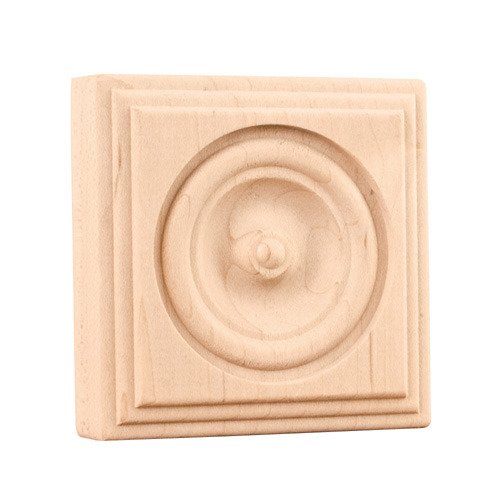 3" x 3" x 7/8" Traditional Rosette in Hard Maple Wood