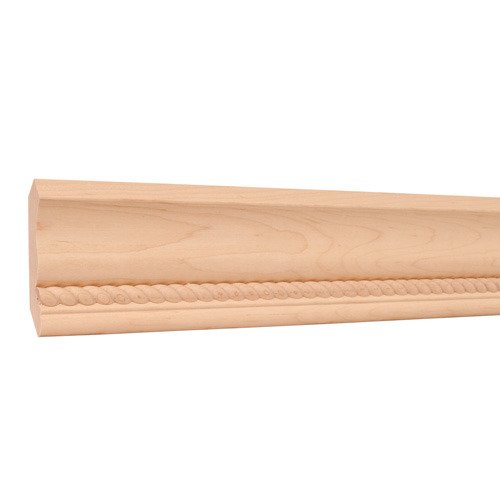 3-3/8" x 3/4" Crown Moulding with 1/2" Rope in Poplar Wood (8 Linear Feet)