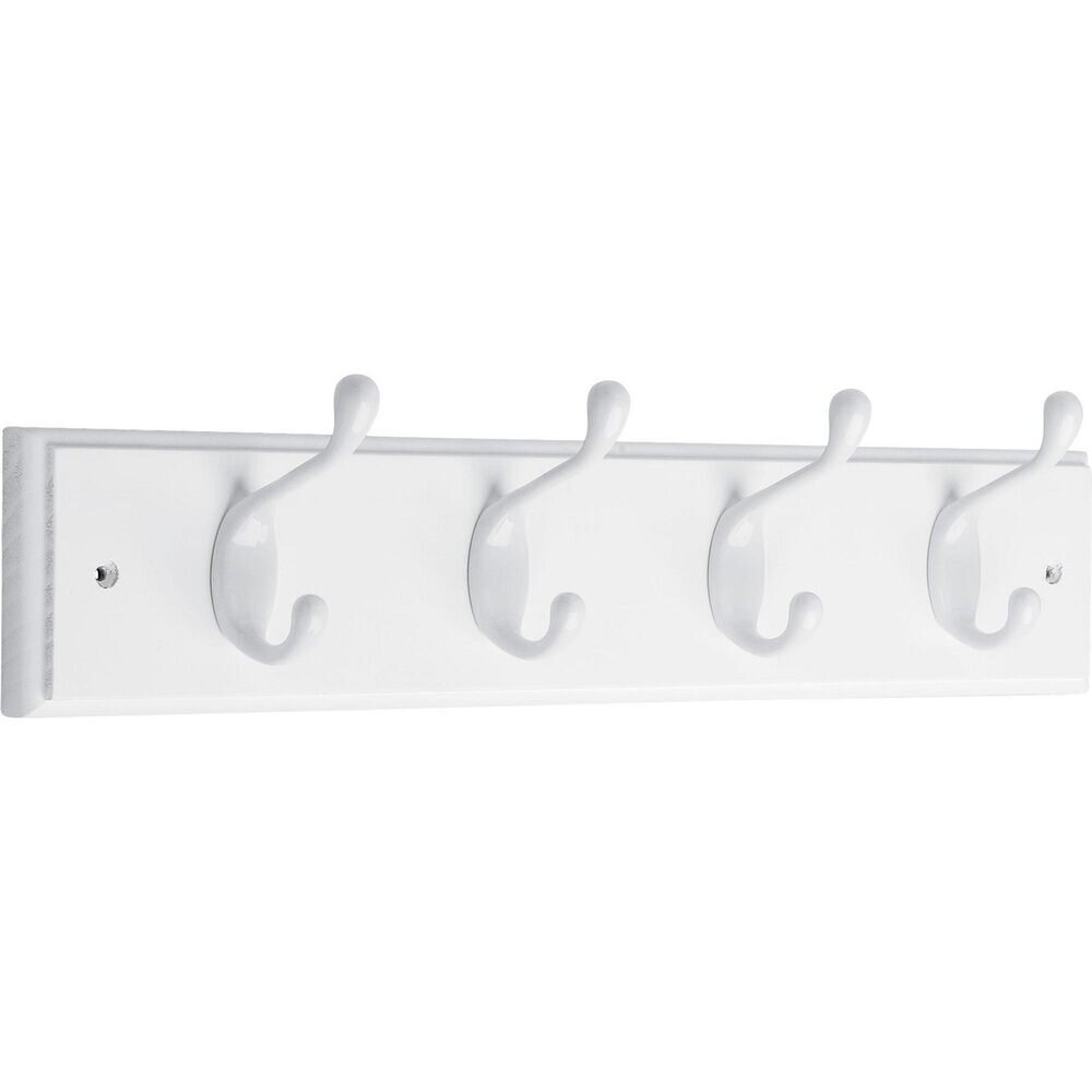 18" Rail with 4 Heavy Duty Hooks in Pure White & White