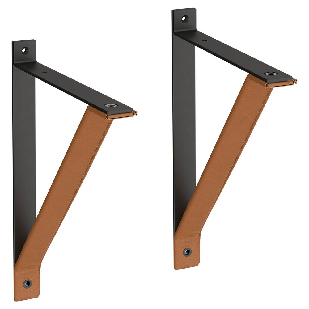 Leather Wrapped Bracket in Tan Leather and Black