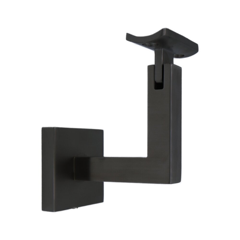 Square Mount Base and Squared Arm with Curve Clamp Surface Mounted Hand Rail Bracket in Satin Black
