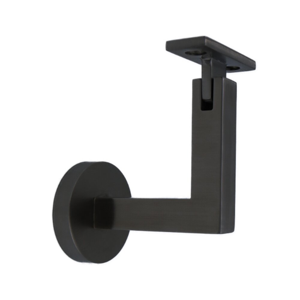 Round Mount Base and Squared Arm with Flat Clamp Surface Mounted Hand Rail Bracket in Satin Black