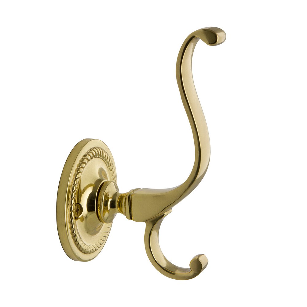 Single Rope Coat Hook in Polished Brass