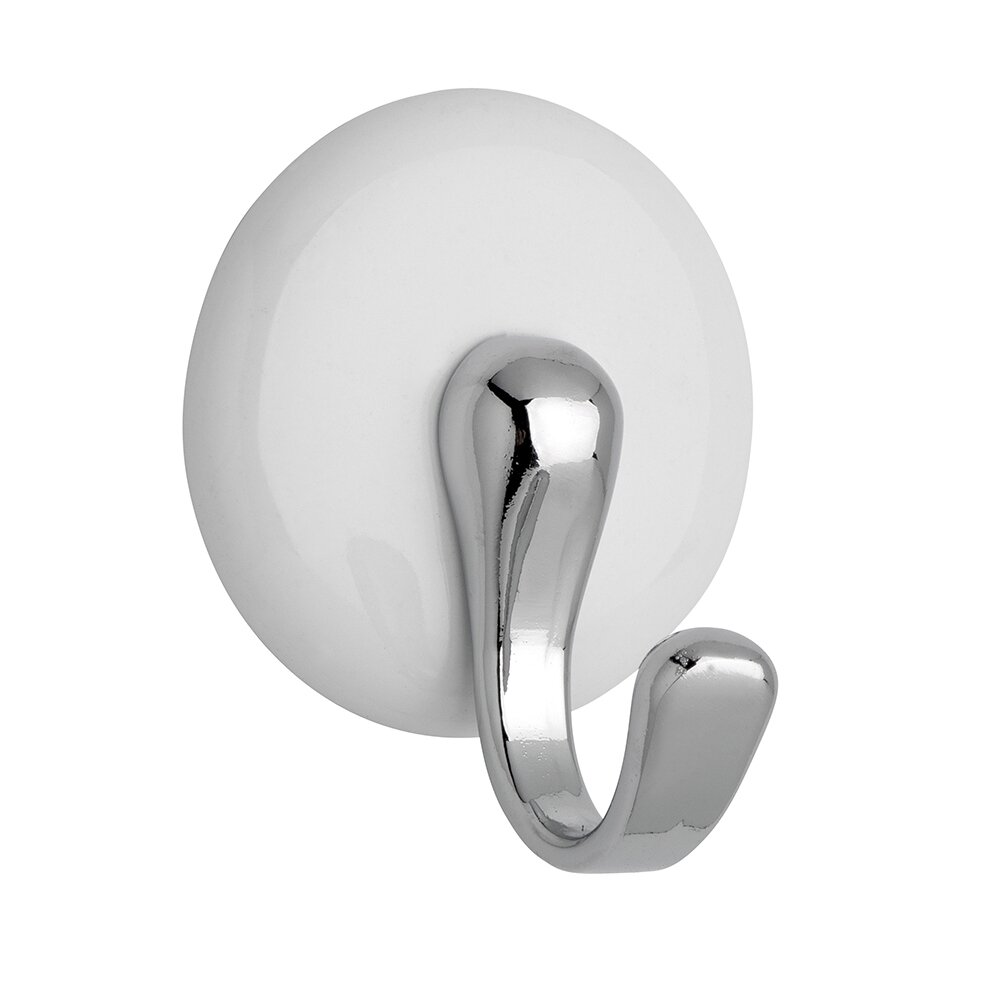 Hook Self Adhesive in Chrome With White
