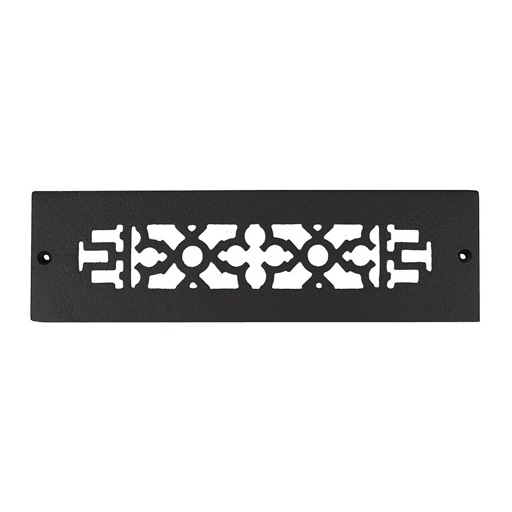 Smooth Iron Grille 10" x 2-1/4" with Holes in Black