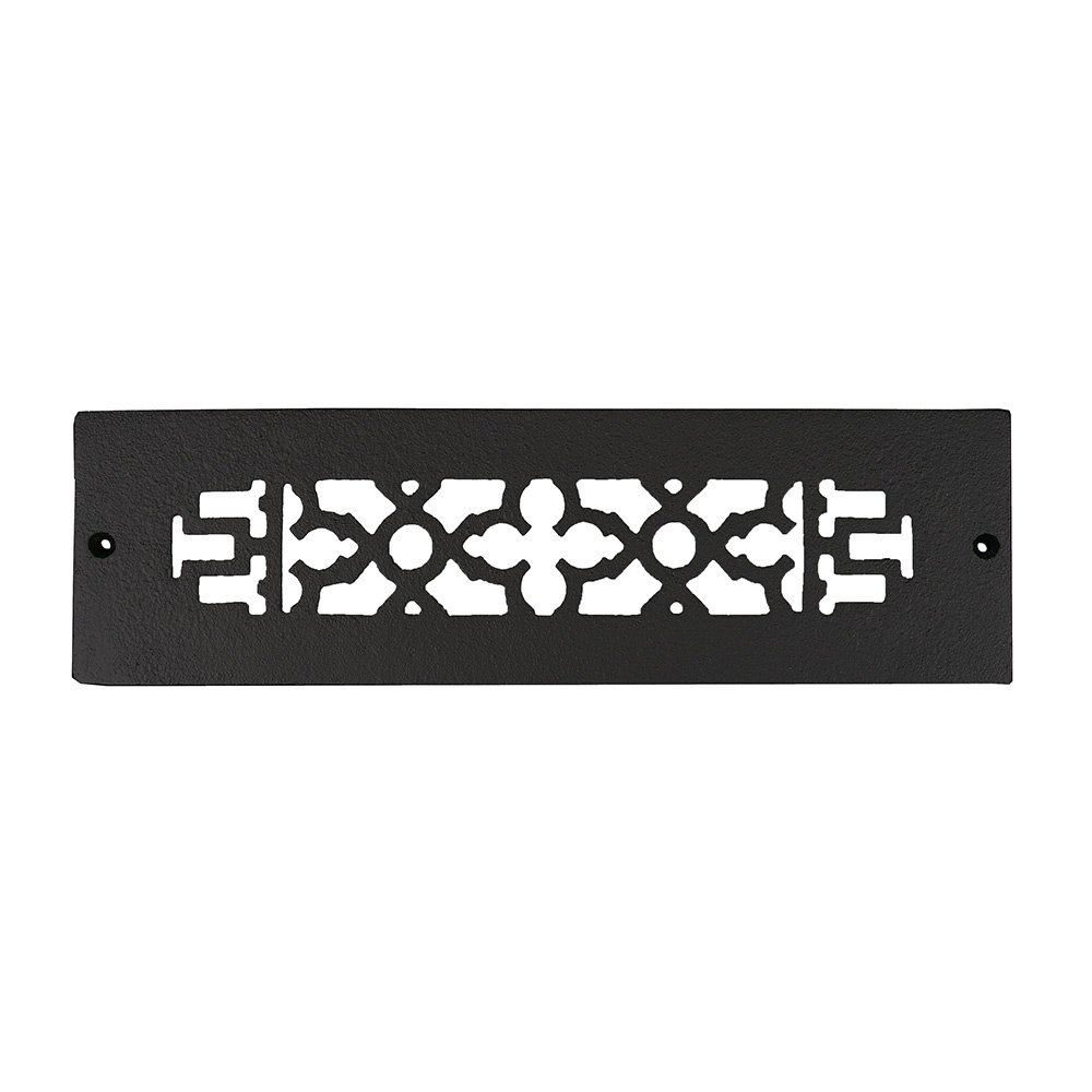 Smooth Iron Grille 12" x 2-1/4" with Holes in Black
