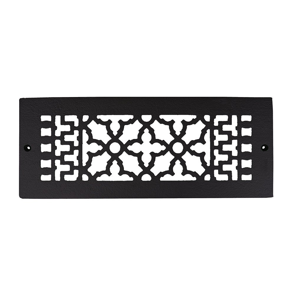 Smooth Iron Grille 12" x 4" with Holes in Black