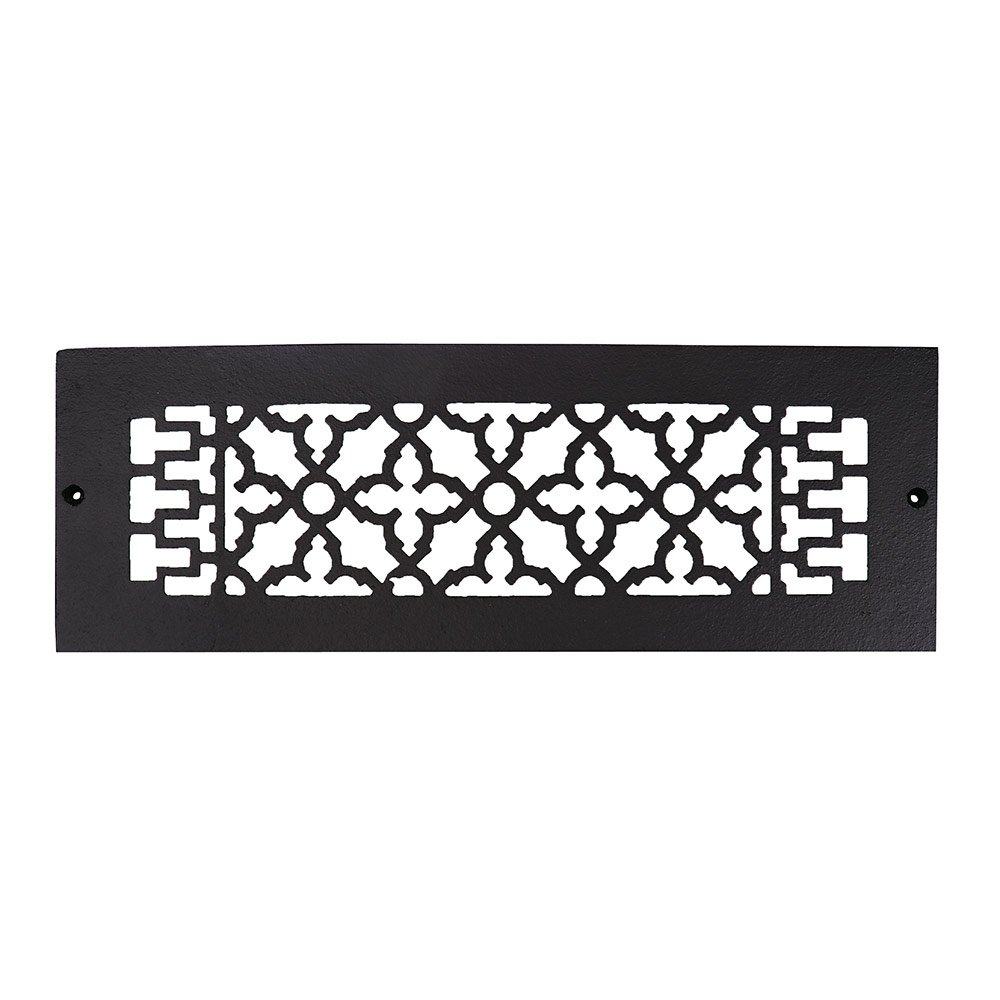 Smooth Iron Grille 14" x 4" with Holes in Black