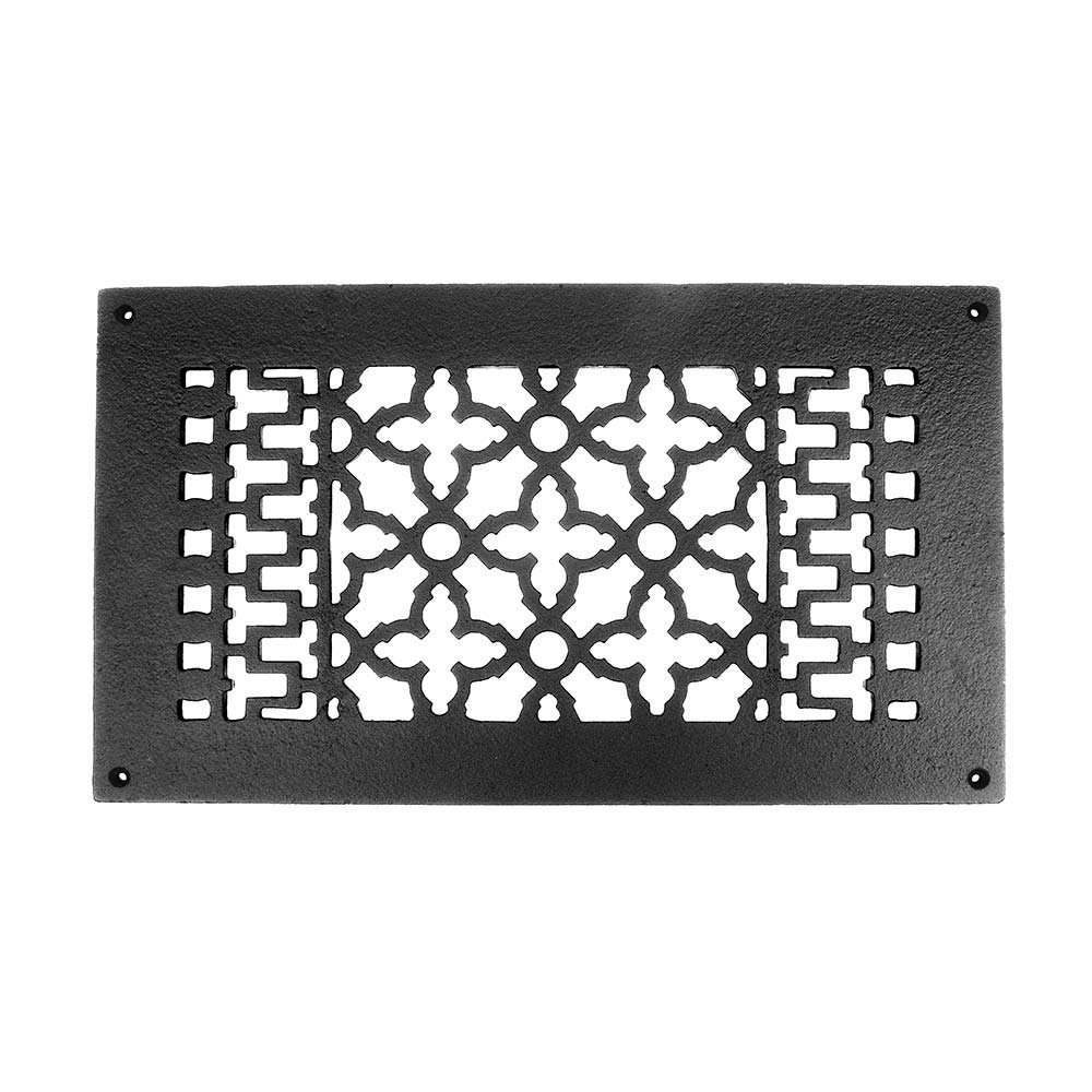 Smooth Iron Grille 12" x 6" with Holes in Black
