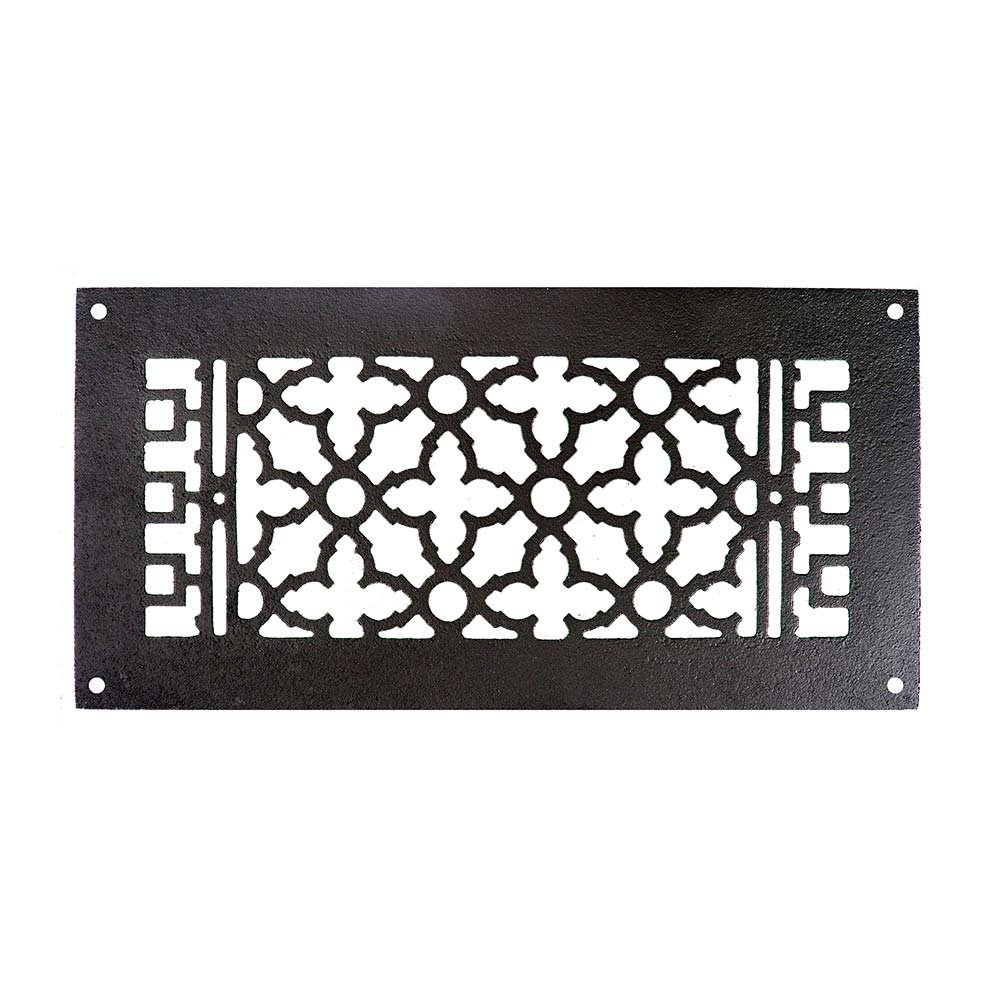 Smooth Iron Grille 14" x 6" with Holes in Black