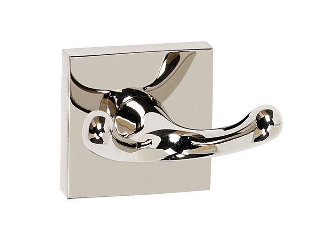 Solid Brass Double Robe Hook in Polished Nickel