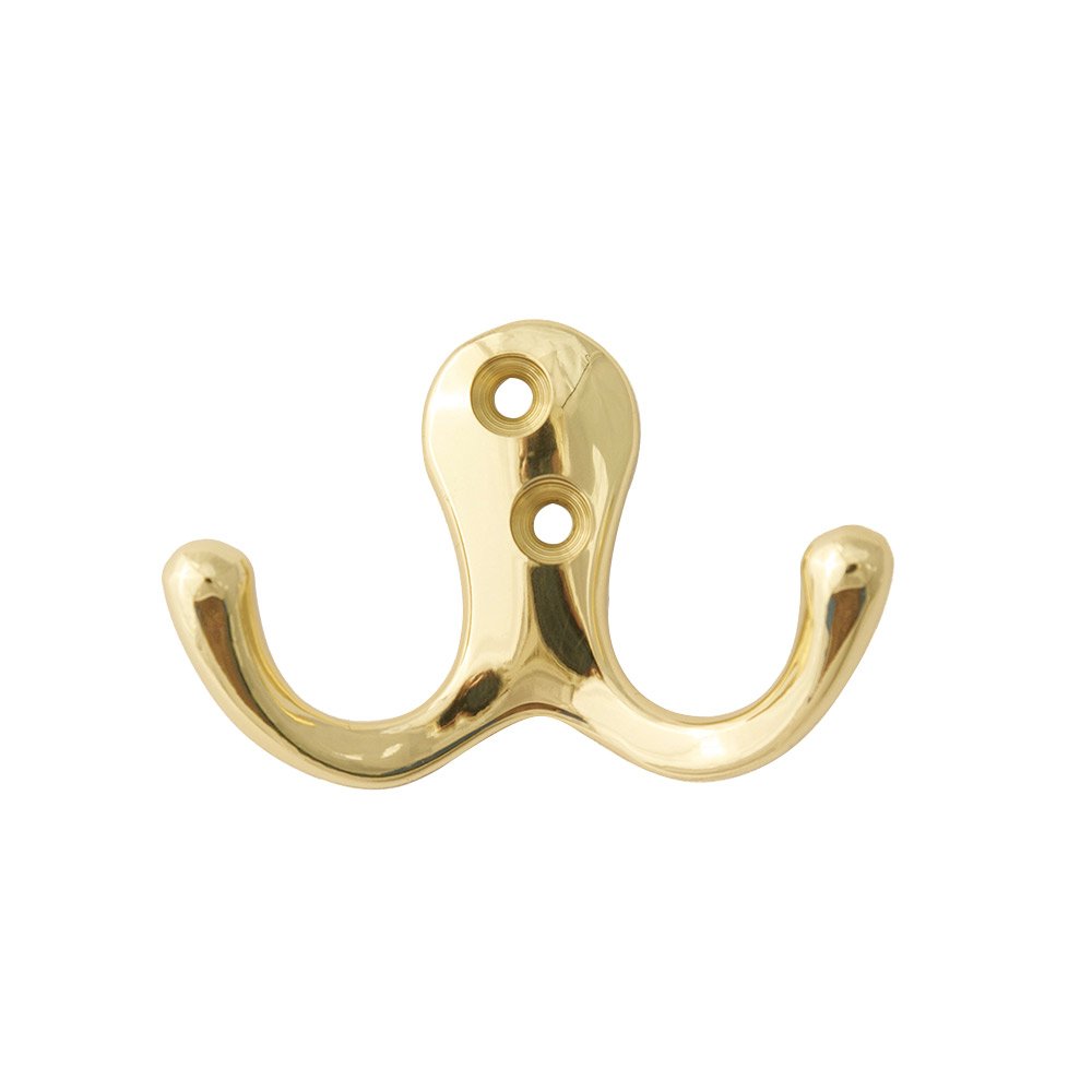Robe Hooks, & Escutcheons Collection - 2 3/4 x 2 Double Hook in Polished  Brass by Alno Inc. Creations - A903-PB