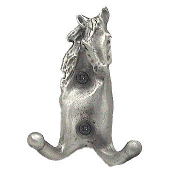 Beauty Horse Hook in Pewter with Cherry Wash