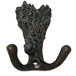 Double Pine Cone Hook in Bronze with Verde Wash