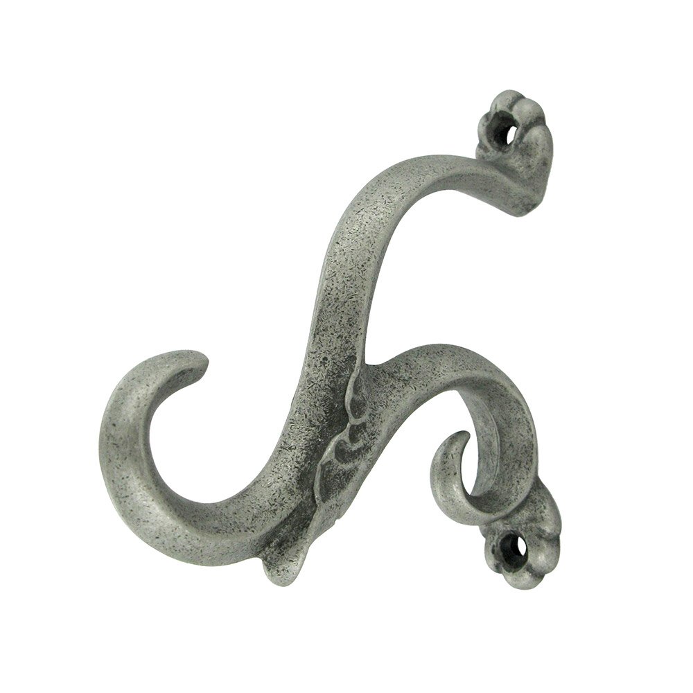 Single Toscana Hook in Pewter with White Wash