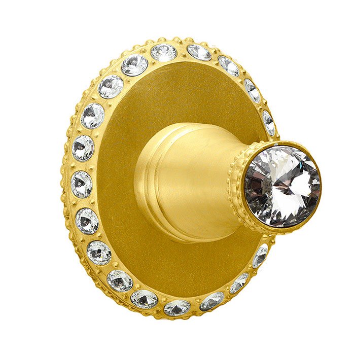 Robe Hook with Large Backplate in Satin Gold with Crystal