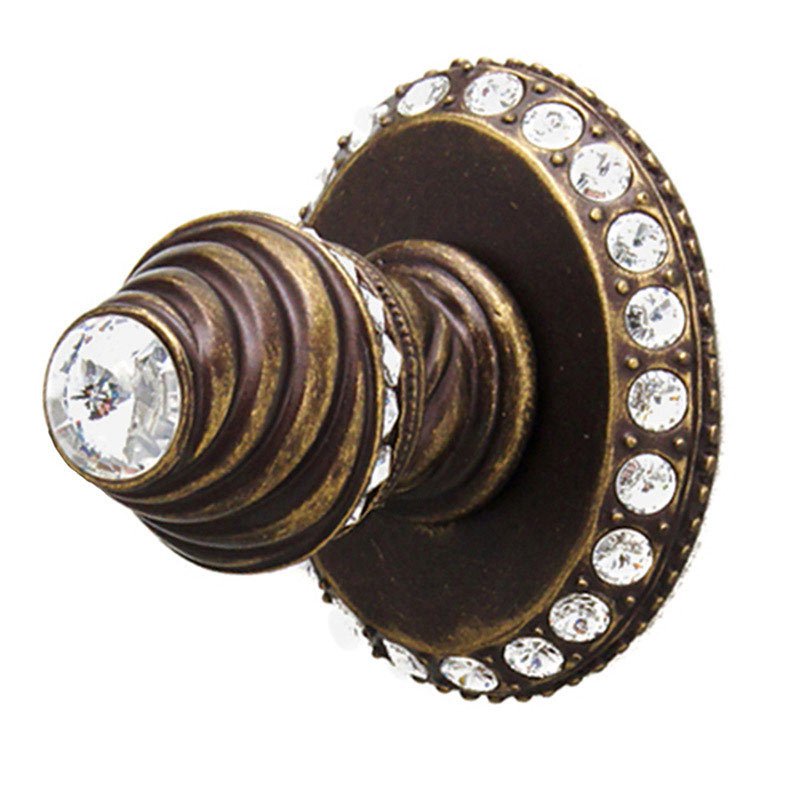 Robe Hook with Side 40 Rivoli Swarovski Crystals Large Backplate in Antique Brass with Crystal