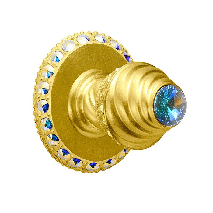 Robe Hook with 40 Rivoli Side Swarovski Crystals Large Backplate in Satin Gold with Aurora Boreal Crystal