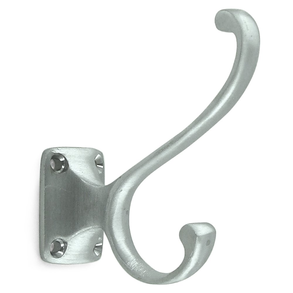 Solid Brass Heavy Duty Coat & Hat Hook in Brushed Chrome