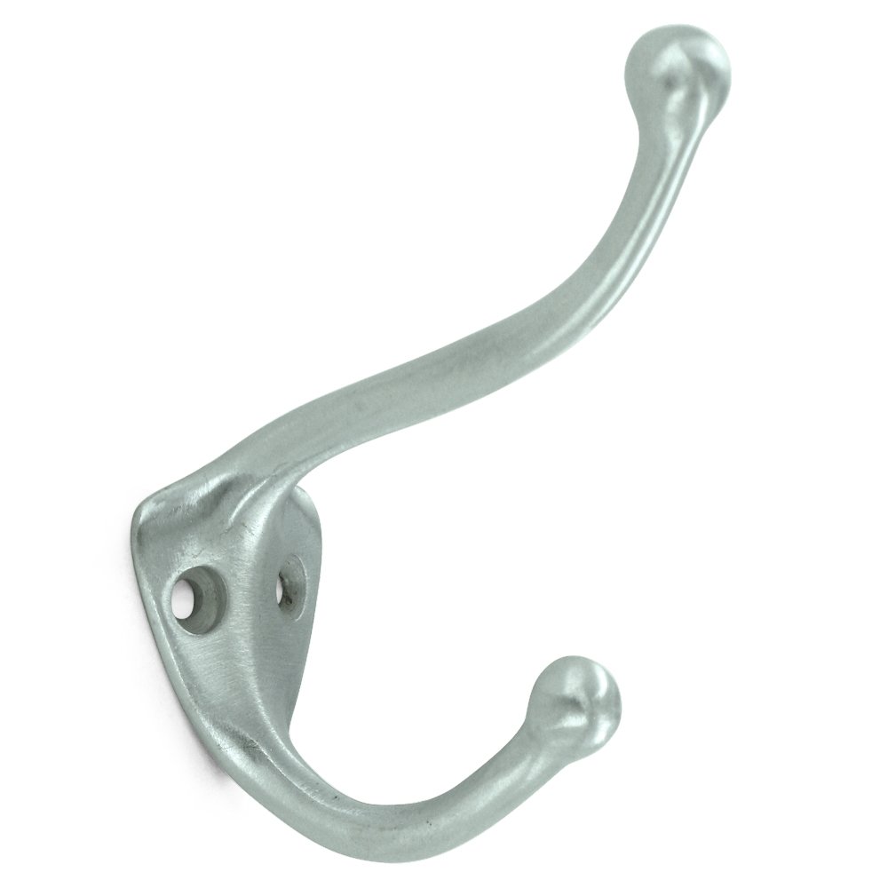 Solid Brass Coat & Hat Hook in Brushed Chrome