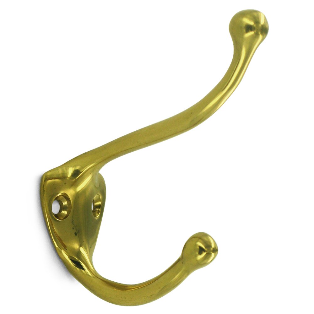 Solid Brass Coat & Hat Hook in Polished Brass