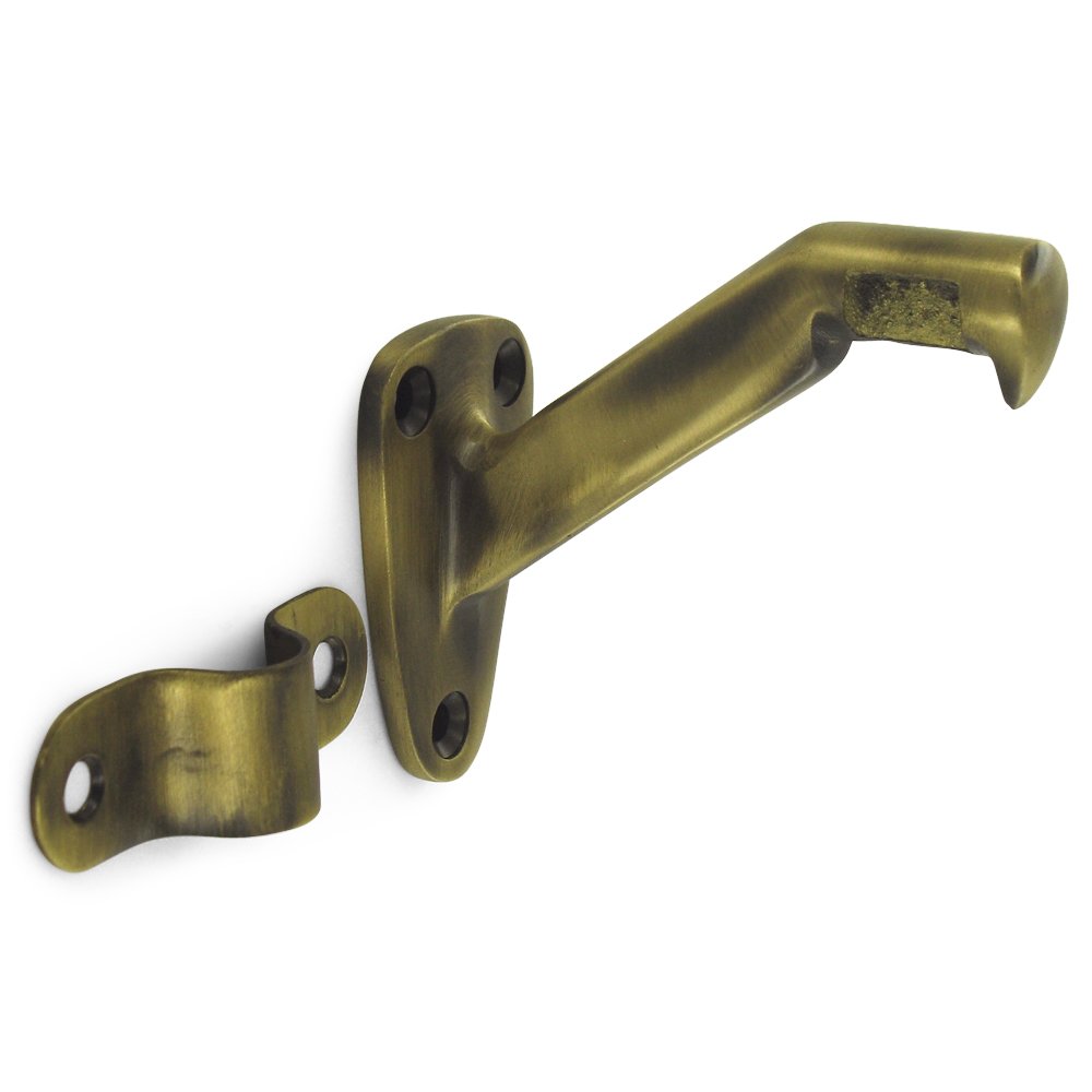 Solid Brass 3 5/16" Projection Hand Rail Bracket (Sold Individually) in Antique Brass