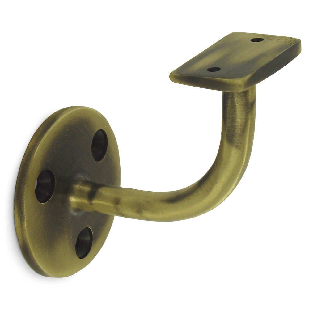 Solid Brass 3" Projection Light Duty Hand Rail Bracket (Sold Individually) in Antique Brass