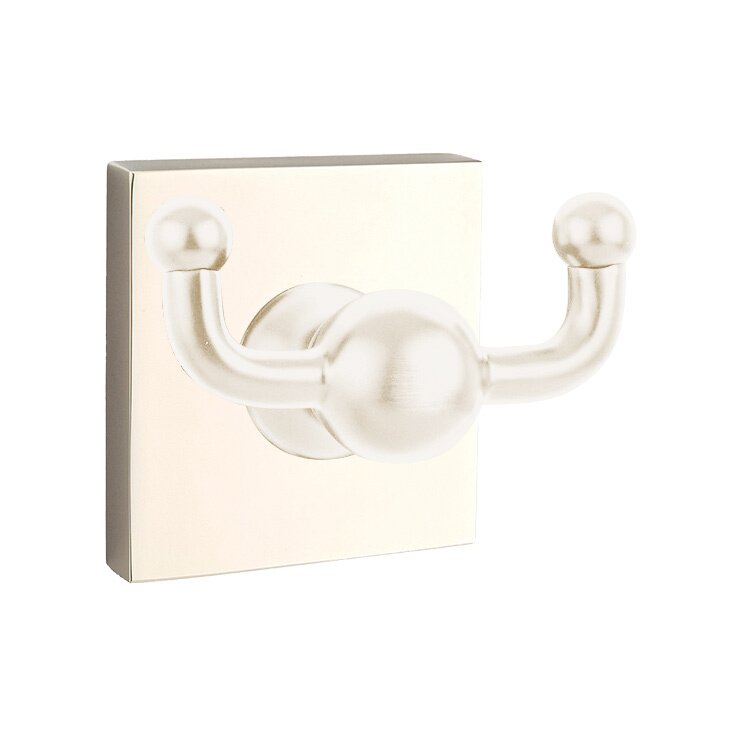 Square Double Hook in Lifetime Polished Nickel