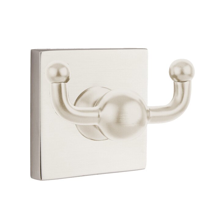 Square Double Hook in Satin Nickel