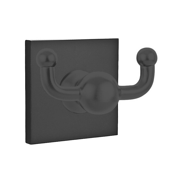 Square Double Hook in Flat Black