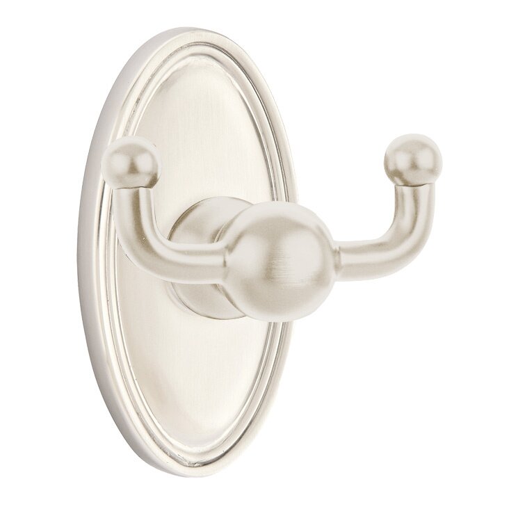 Traditional Brass Collection - Oval Double Hook in Satin Nickel by Emtek  Hardware - 26092US15