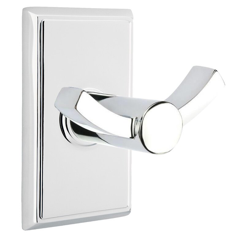Rectangular Double Hook in Polished Chrome