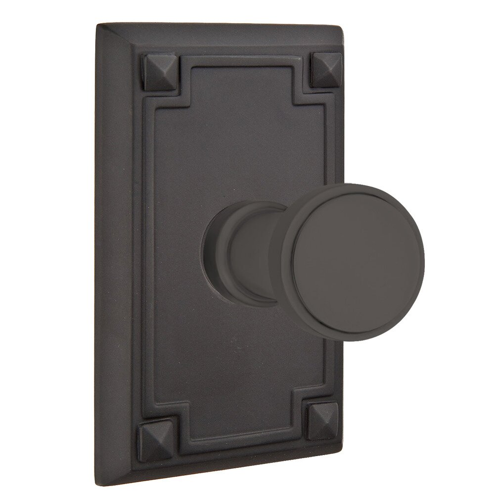 Transitional Brass Hook with Arts & Crafts Rectangular Rosette in Flat Black