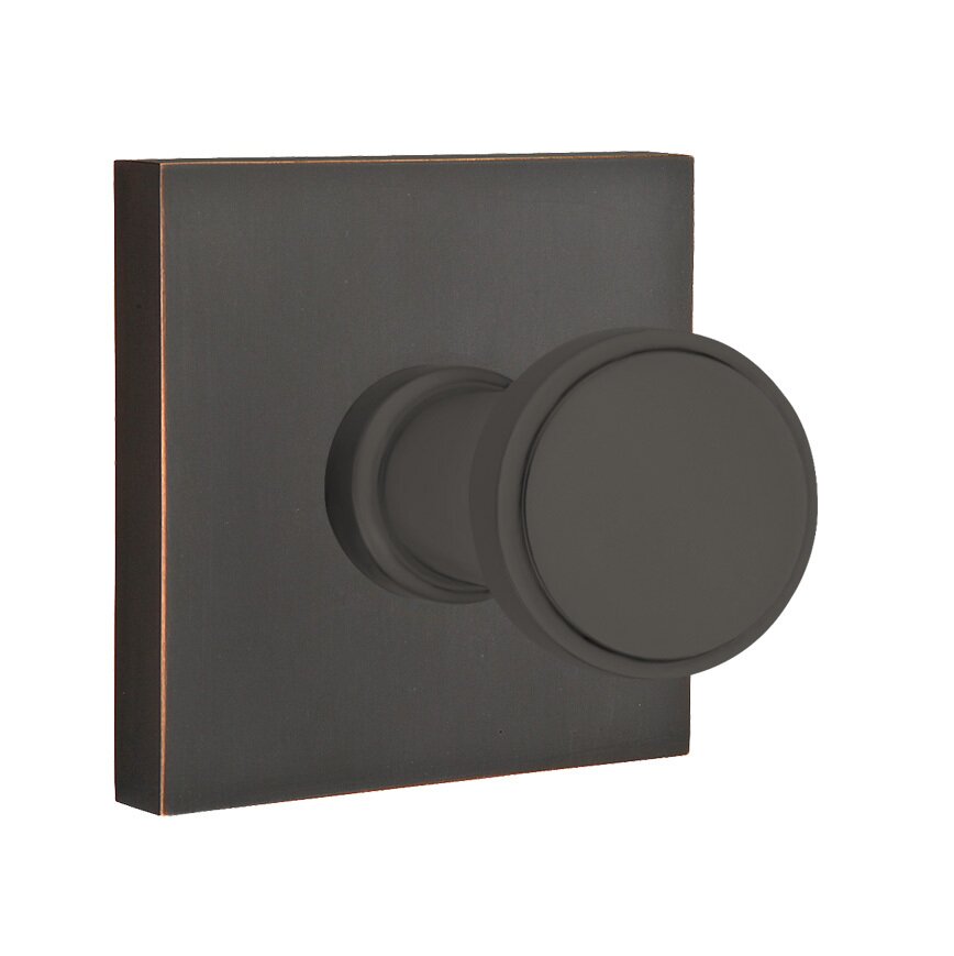 Transitional Brass Hook with Square Rosette in Oil Rubbed Bronze